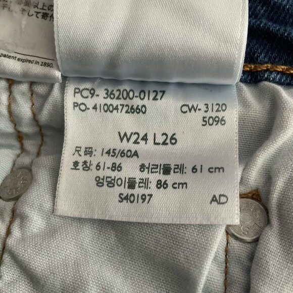 Levi's Premium 501 Jeans Blue Chewed Hem Skinny 24 - Picture 4 of 16